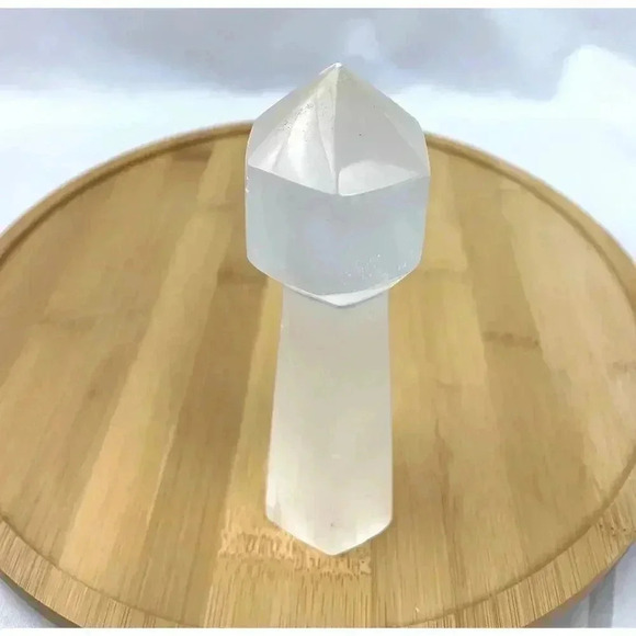 6" Natural Selenite Tower Carved Quartz Crystal Wand Healing 348 g - Picture 6 of 12